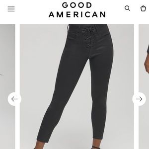 White Good American Lace Up Jeans